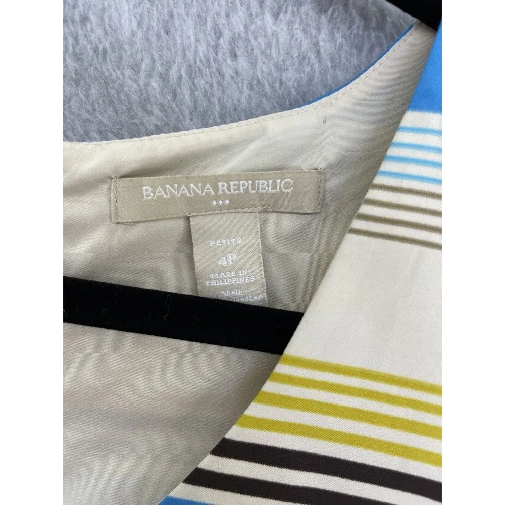 Banana Republic Women's Sleeveless Striped Dress 4P Petite VNeck Lined - Image 6