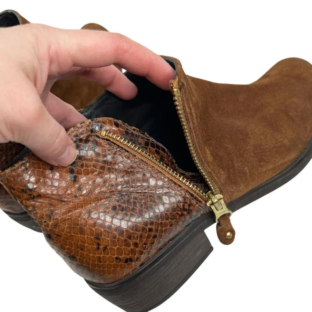 Eric Michael Brown Suede Leather & Snakeskin Ankle Boots Booties - Image 10