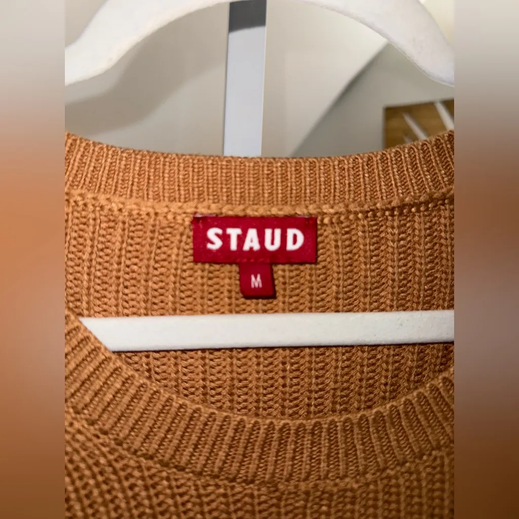 STAUD Marylebone Knit Sweater Dress in Camel Medium‎ - Image 3