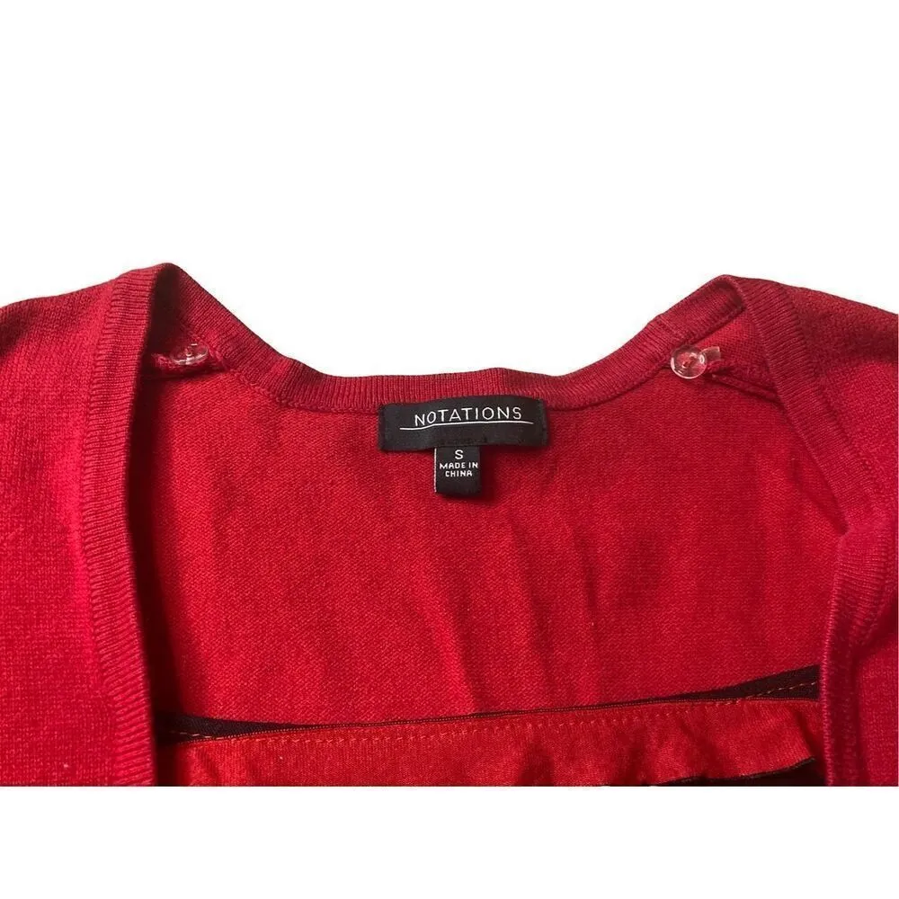 Notations Ruffled Sweater Sheer Stripes Winter Everyday Preppy - Image 13