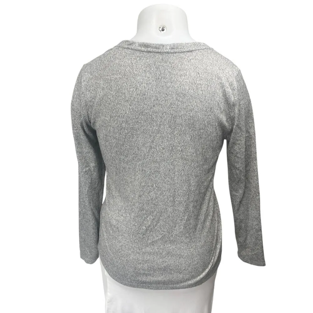 Hurley Women's Gray Knit Long Sleeve V-Neck Active Sweatshirt  Sweater Top Sz XL - Image 2