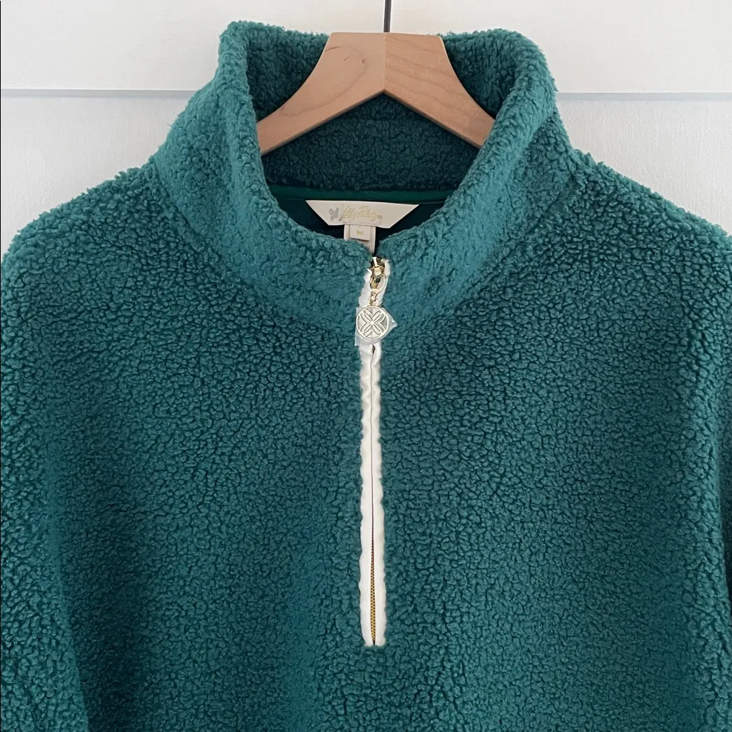 LILLY PULITZER Soreen Sherpa Popover Relaxed Fit Emerald Green Size M NWOT - Image 4