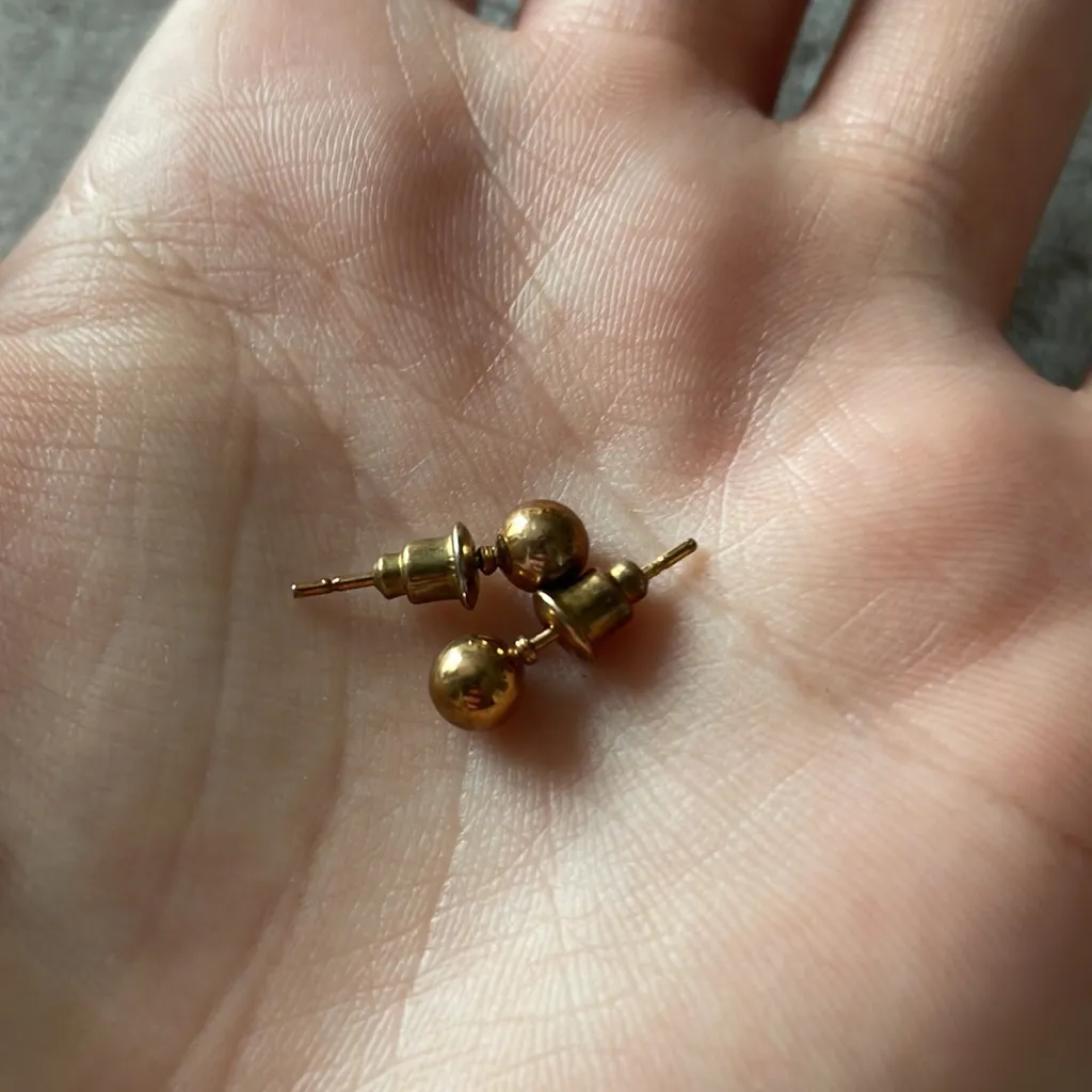 Simple Golden Stud Earrings Gold - Image 3