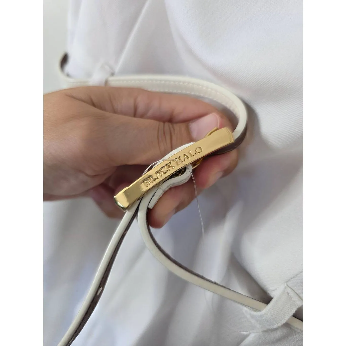 Black Halo Jackie Asymmetric Belted Jumpsuit White Size 12 NEW - Image 6