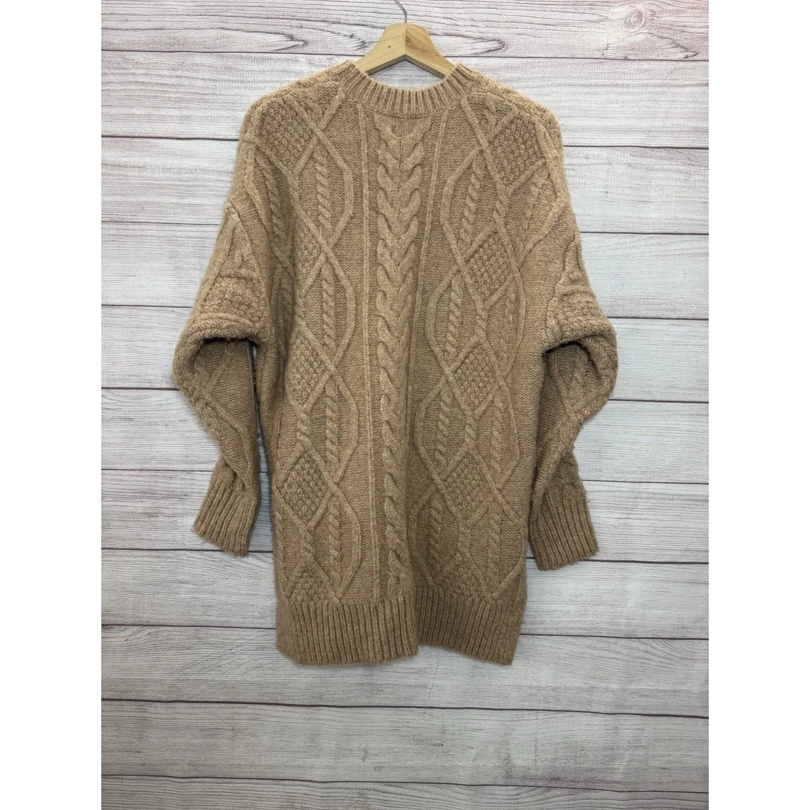 UGG Raelee Tan Wool Blend Cable Knit Sweater Long Sleeve Size SMALL Brown - Image 2
