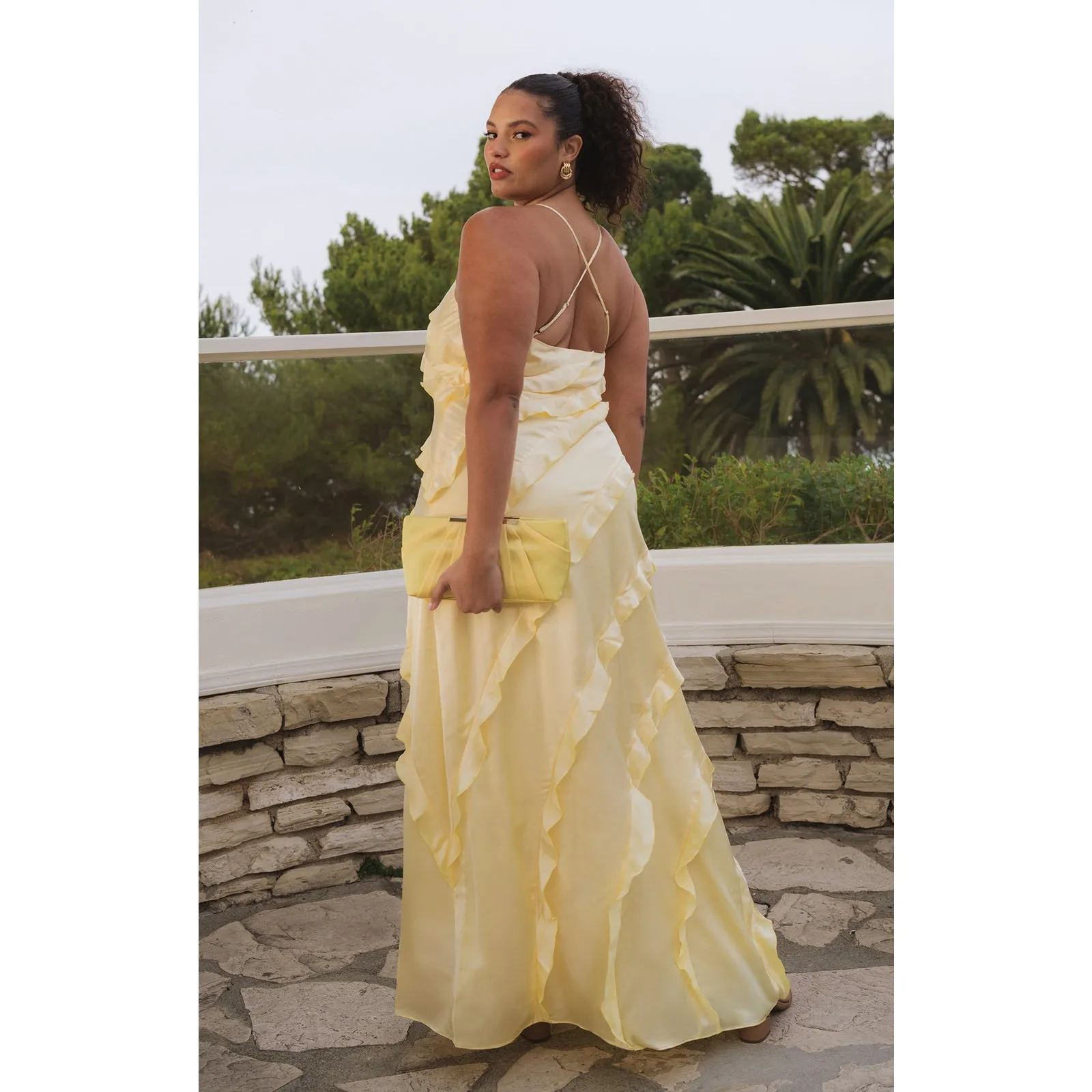 Show Me Your Mumu Romance Maxi Dress in Pale Yellow Luxe Satin XXL - Image 6