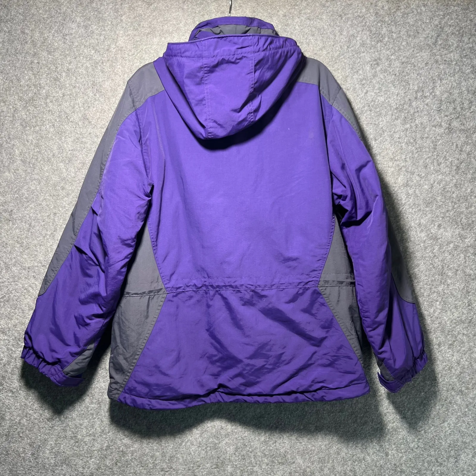 Vintage L.L. Bean Purple Gray Insulated Ski Jacket Hooded Women's Large - Image 5