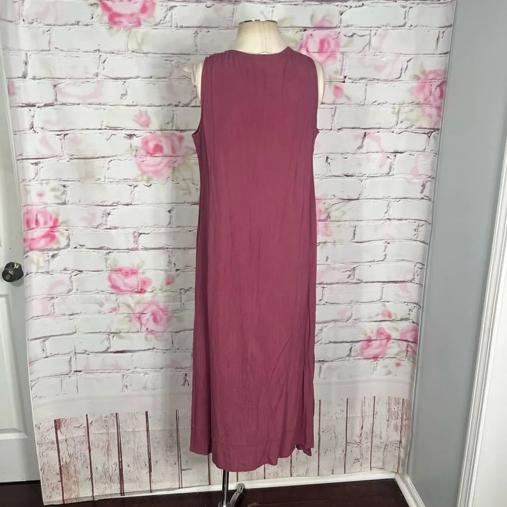 Soft surroundings mauve sleeveless crinkle textured ankle length maxi dress - Image 7