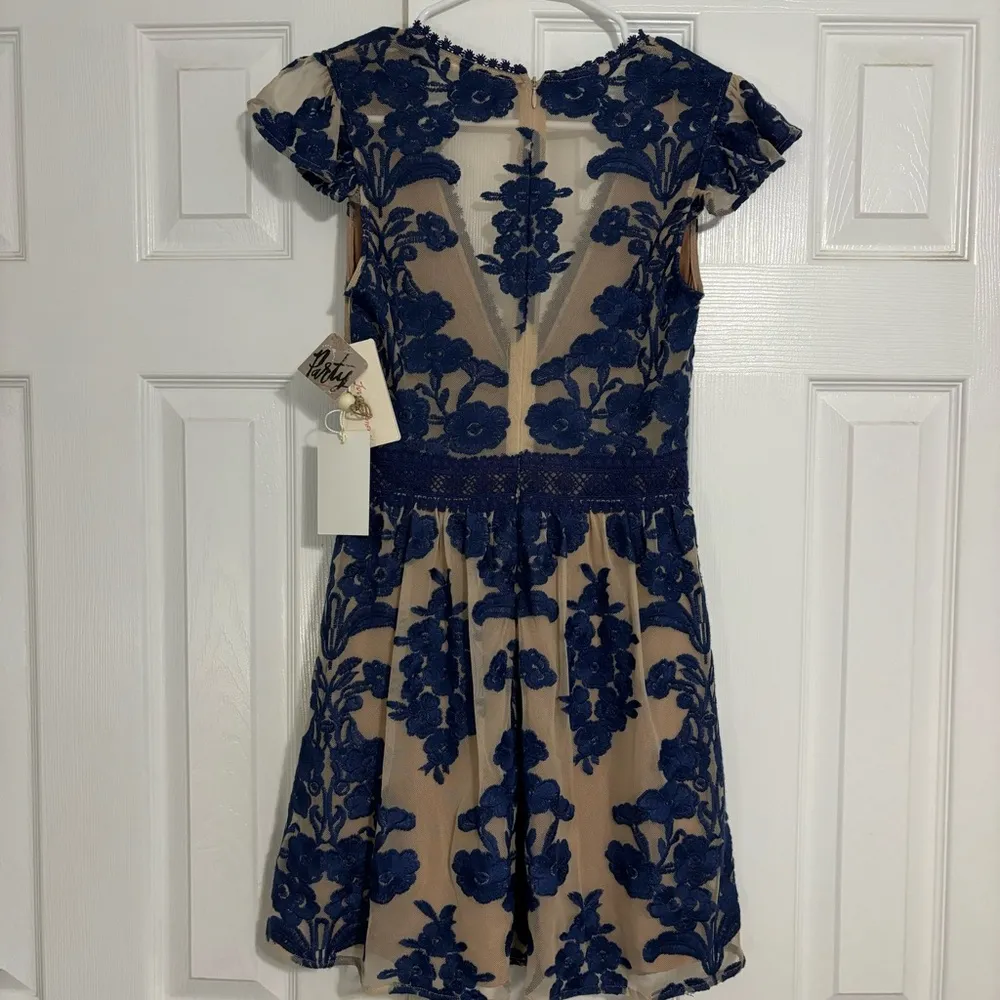 For Love & Lemons Blue Temecula Short Sleeve Dress NWT - Image 3