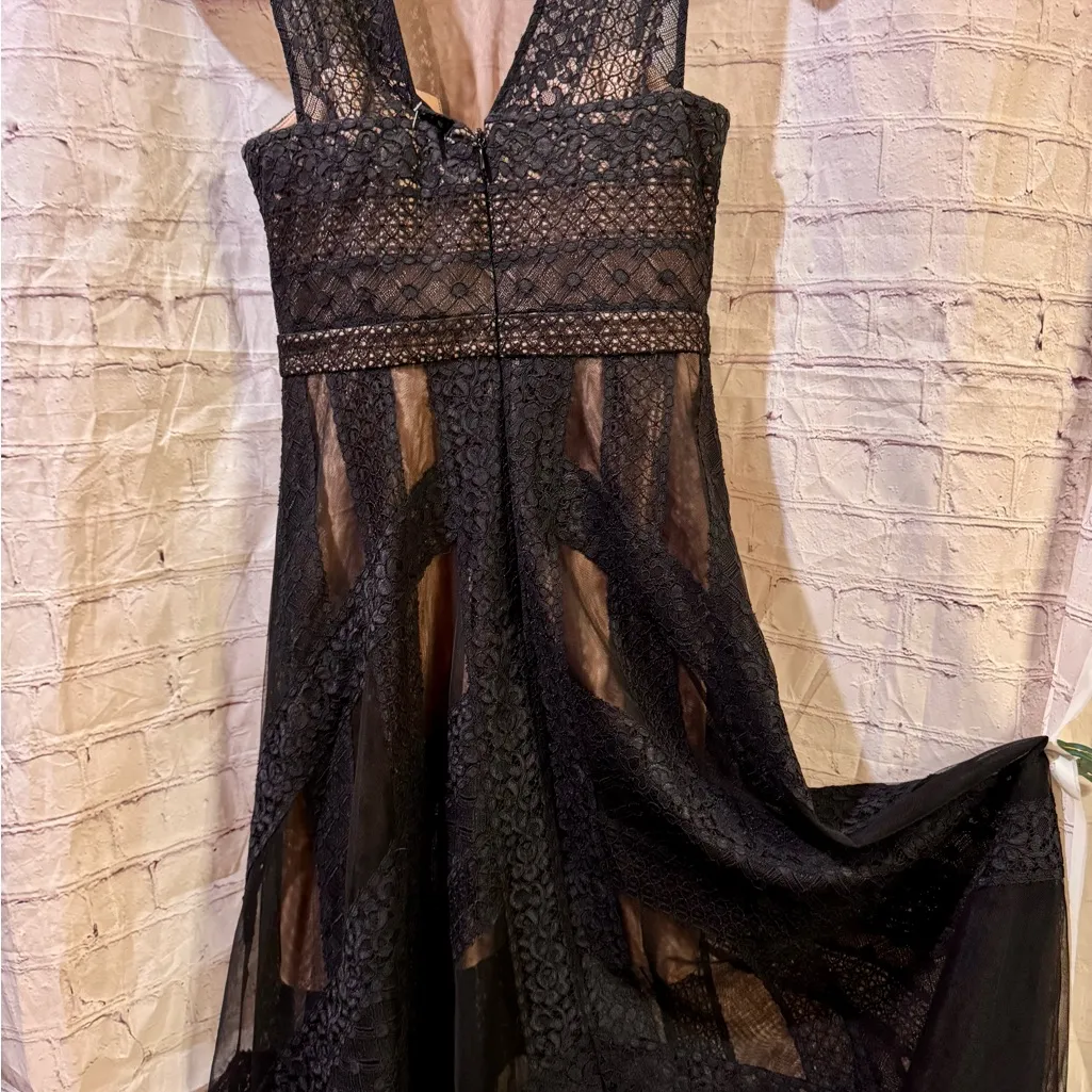 BCBG MAXAZRIA Andi
Handkerchief Asymmetric Lace
Tulle Dress Black - Image 9