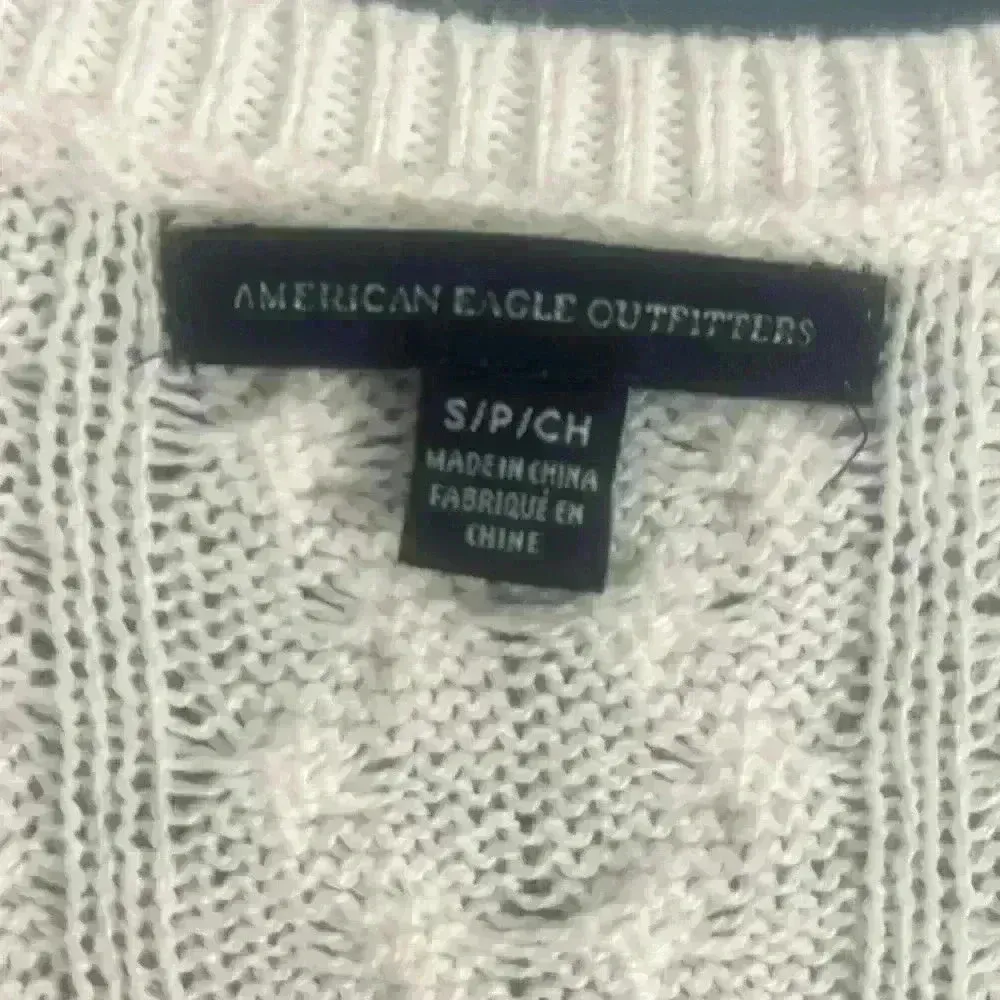 American Eagle outfitters cream knit crew‎ neck sweater women size small - Image 3