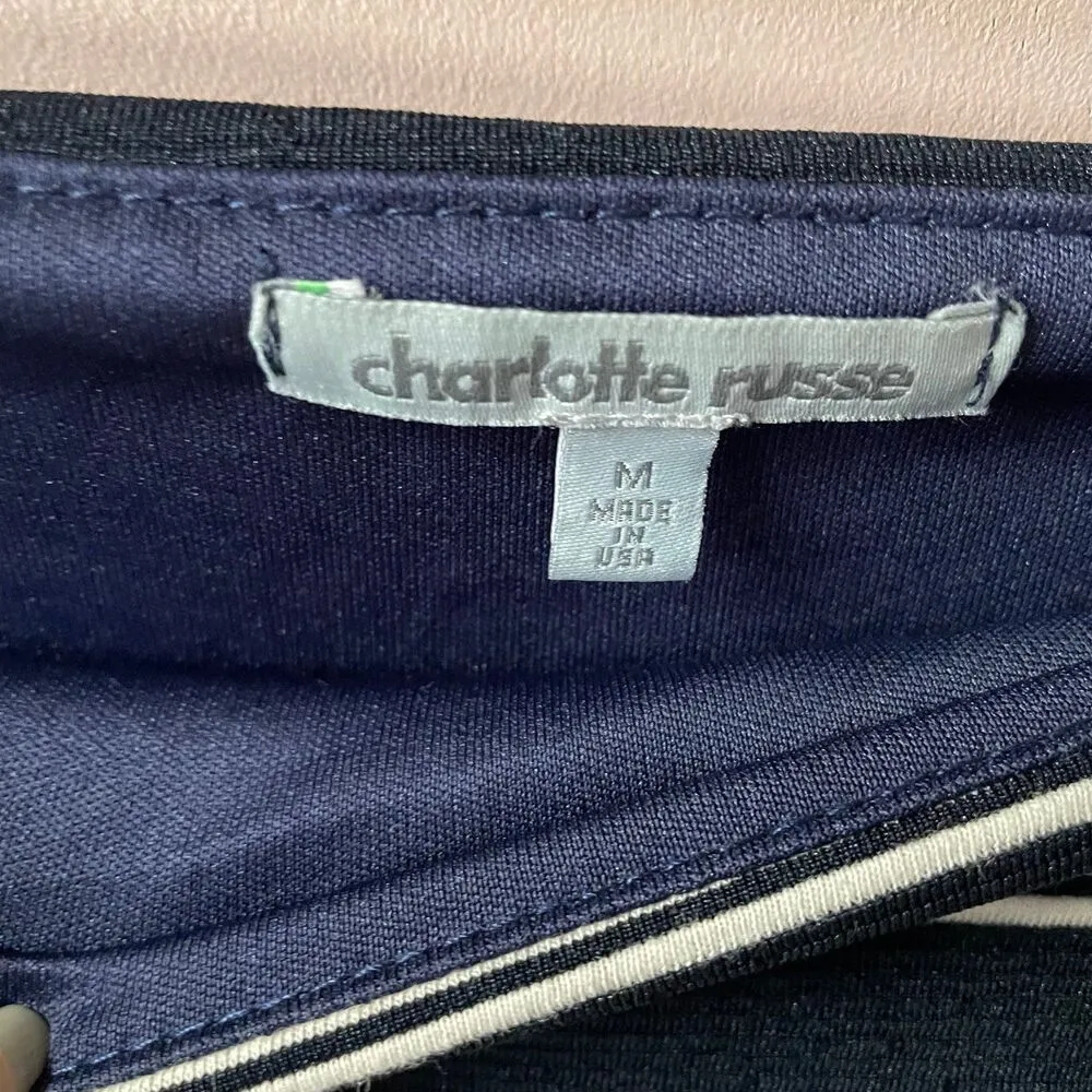 Charlotte Russe Dark Navy Double-Striped Knee Length Pencil Skirt NWT Size M - Image 4