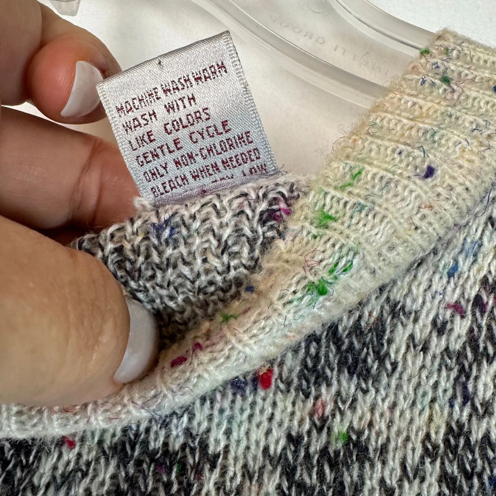 VTG 80s Confetti Knit Houndstooth Sweater Shoulder Pads Size Large - Image 4