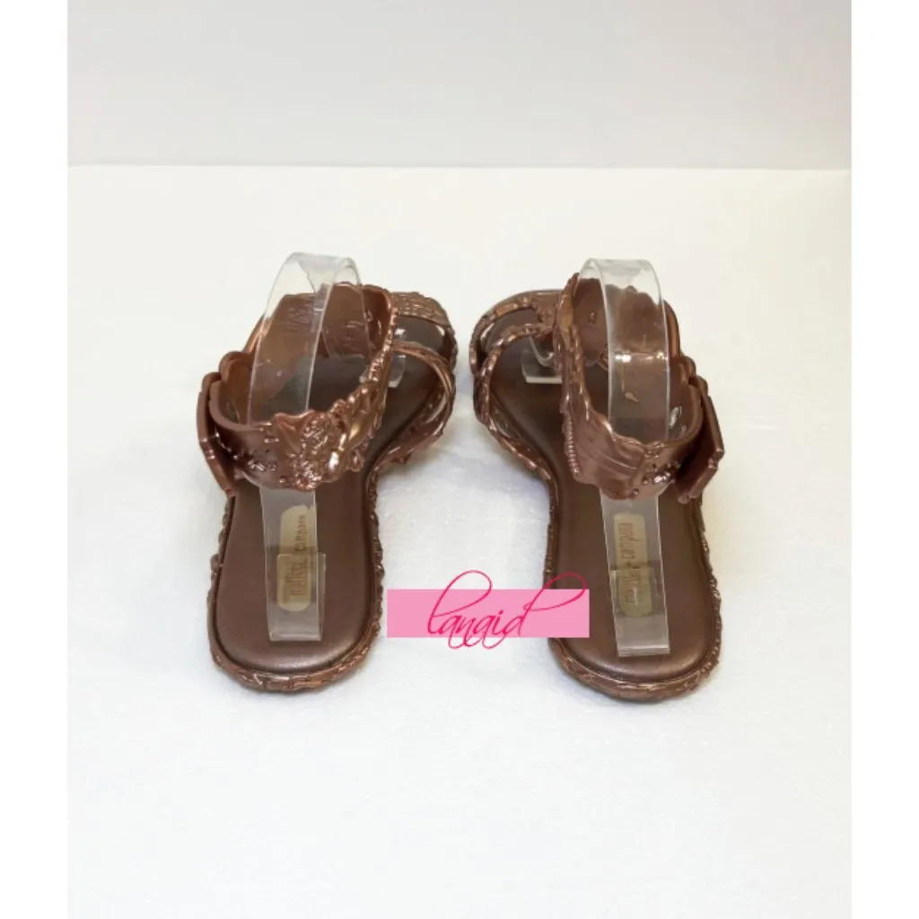 Melissa Campana Barroca Sandals Dark Gold Wings Bugs Lizard Strappy Jelly Flats - Image 9