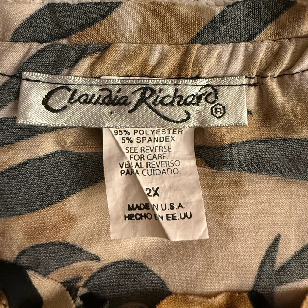 Claudia Richard Tan and Black Patterned Dress Brown Size 2X - Image 4