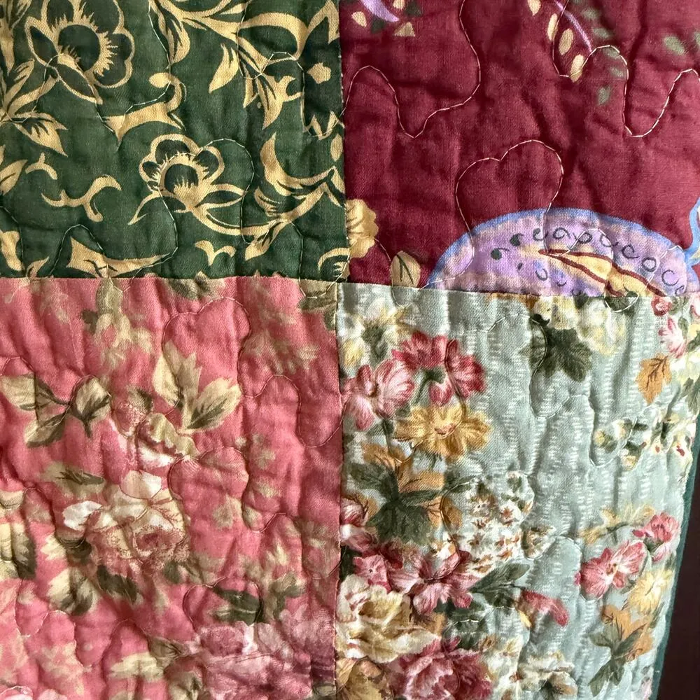 JESS MEANY | Quilted Vest | Floral Patchwork High Neck Boxy Vest Medium / Large Blue - Image 5