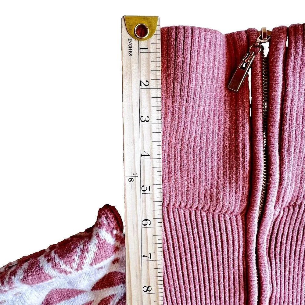 Boho Sweater Women’s Western Aztec Pattern Quarter Zipper Knitted Size S Pink - Image 3