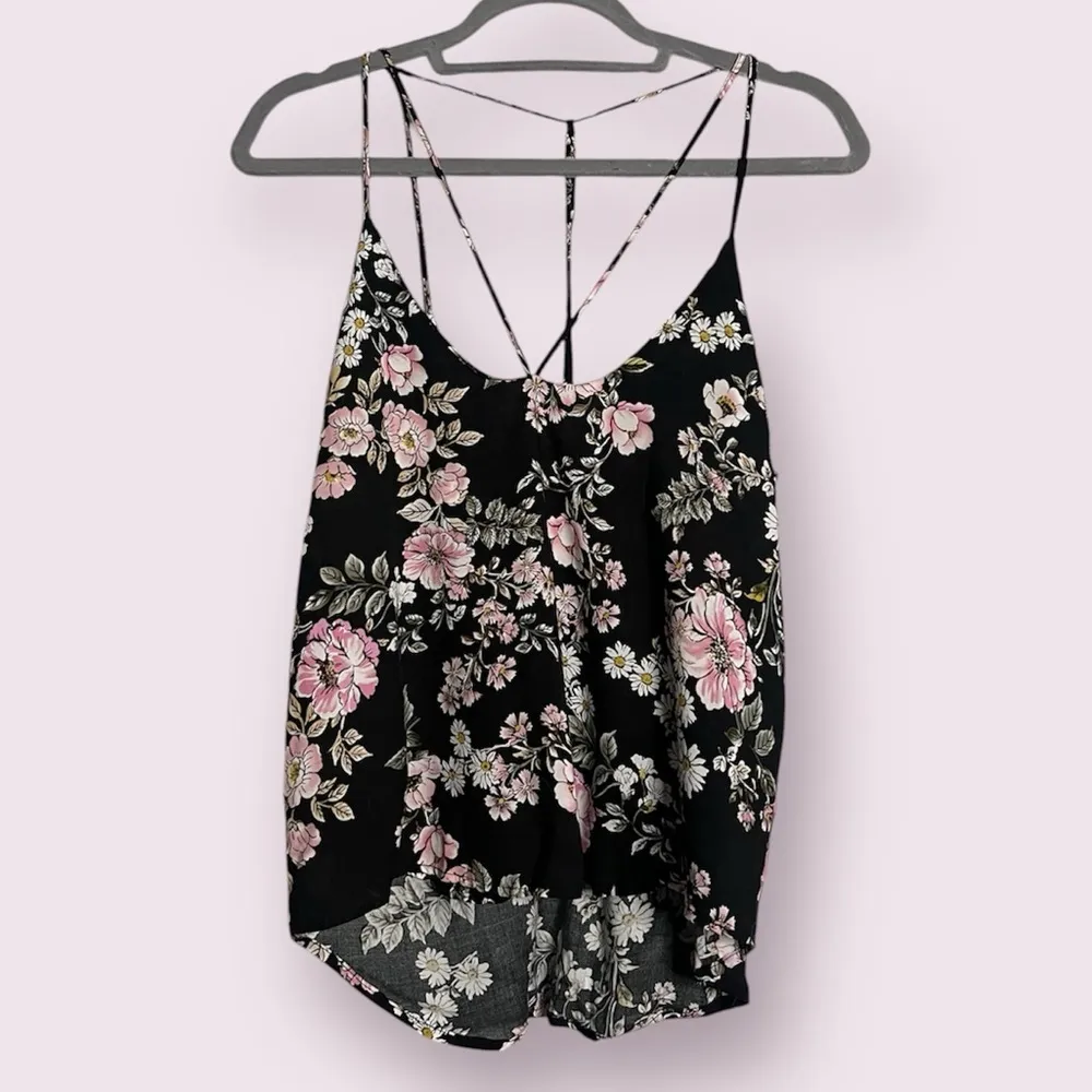 LF Three Days Black and Pink Floral Strappy Cami Blouse XS - Image 2