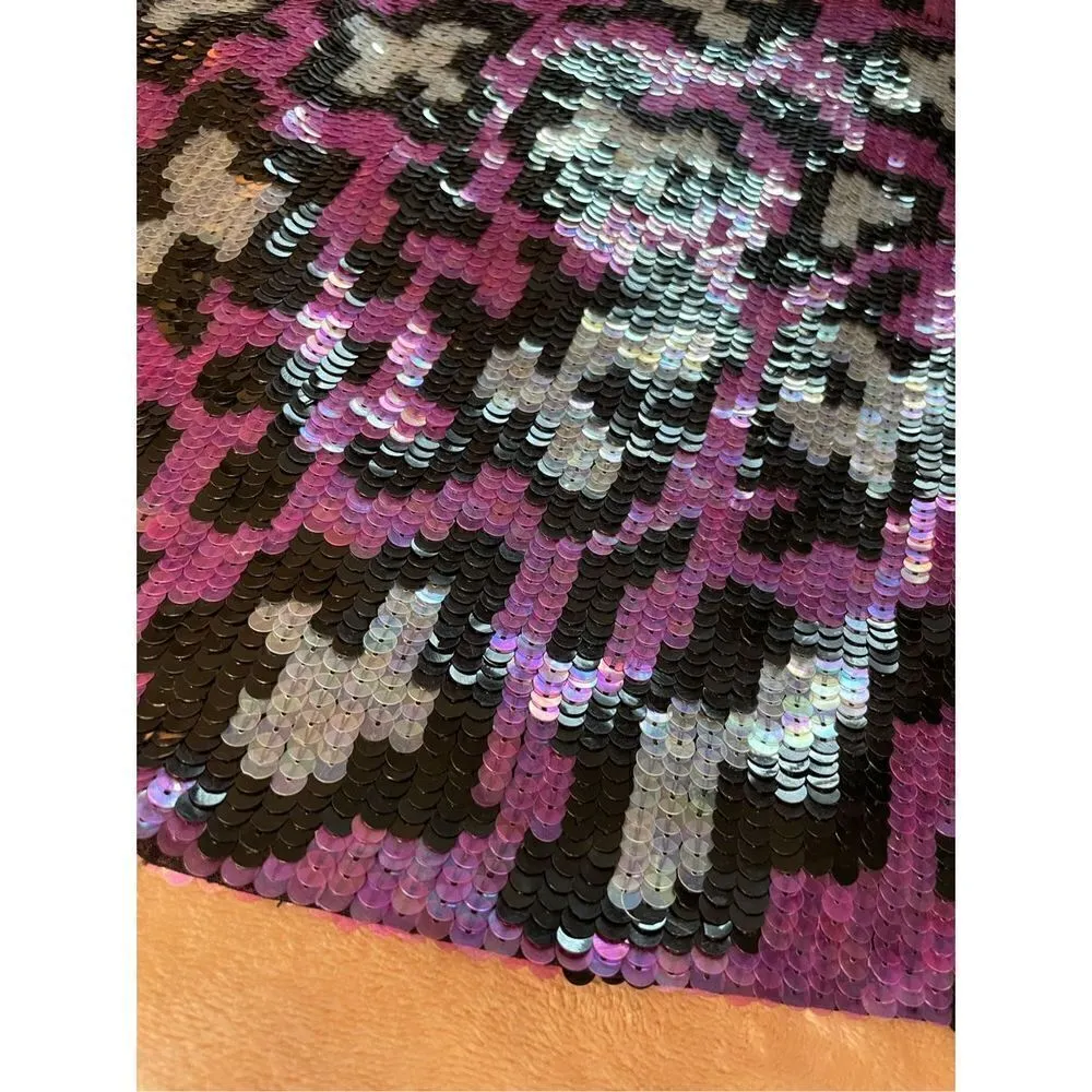 NWT Nicole Miller Collection Sequin Mini Skirt Pink Black Size 0 Retail $290 - Image 14