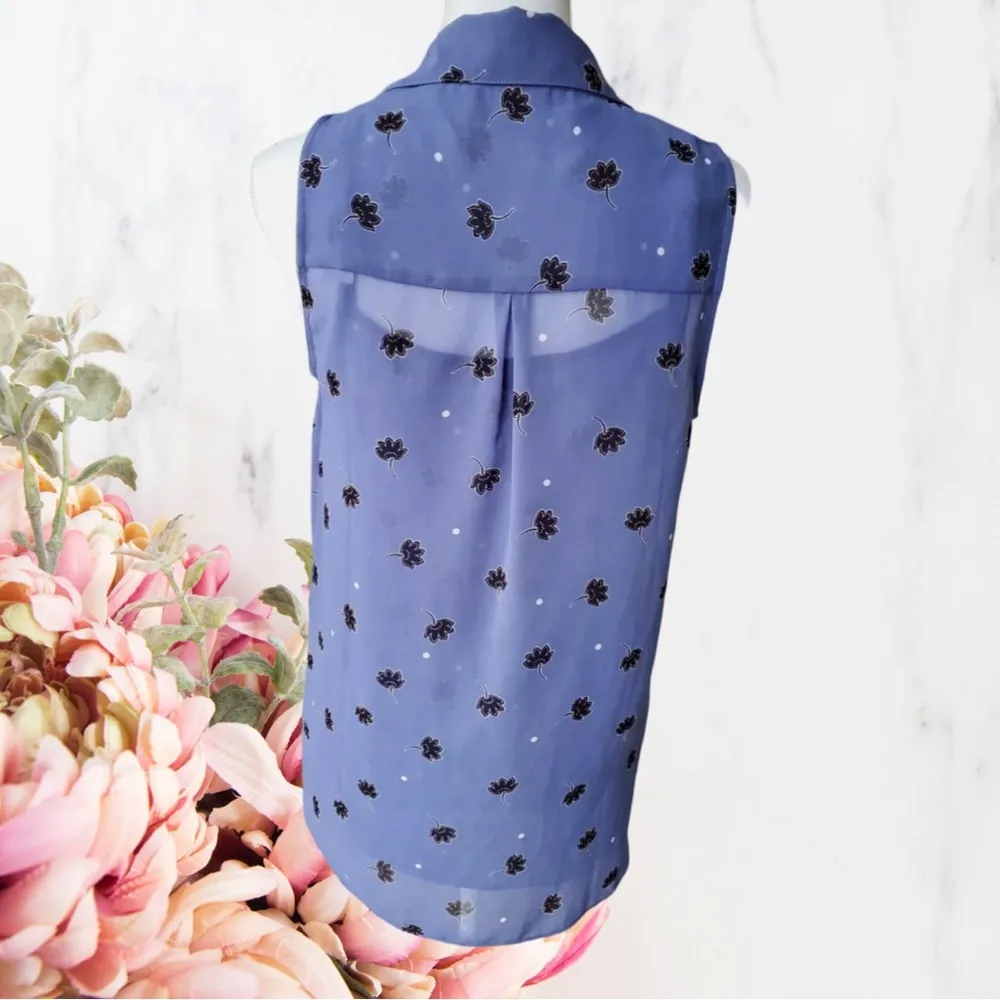 CABI Crossover Top Set Women’s Purple Floral Sleeveless Sheer - Image 5