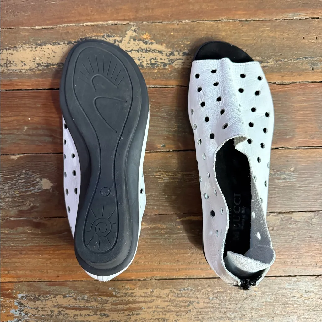 Sesto Meucci Evonne Open Toe White Perforated Leather Flat ~ Size 8.5 💛🍄 - Image 5
