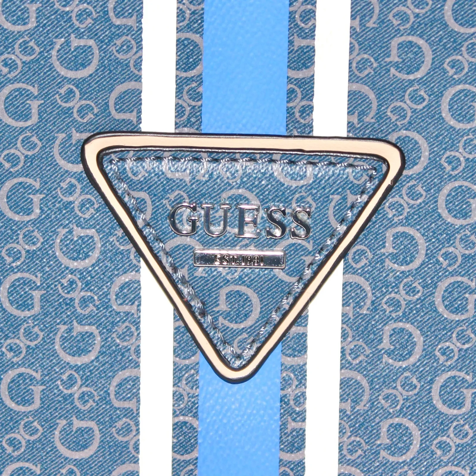 GUESS Logo Print Blue Stripe Large Tote Bag - Image 8