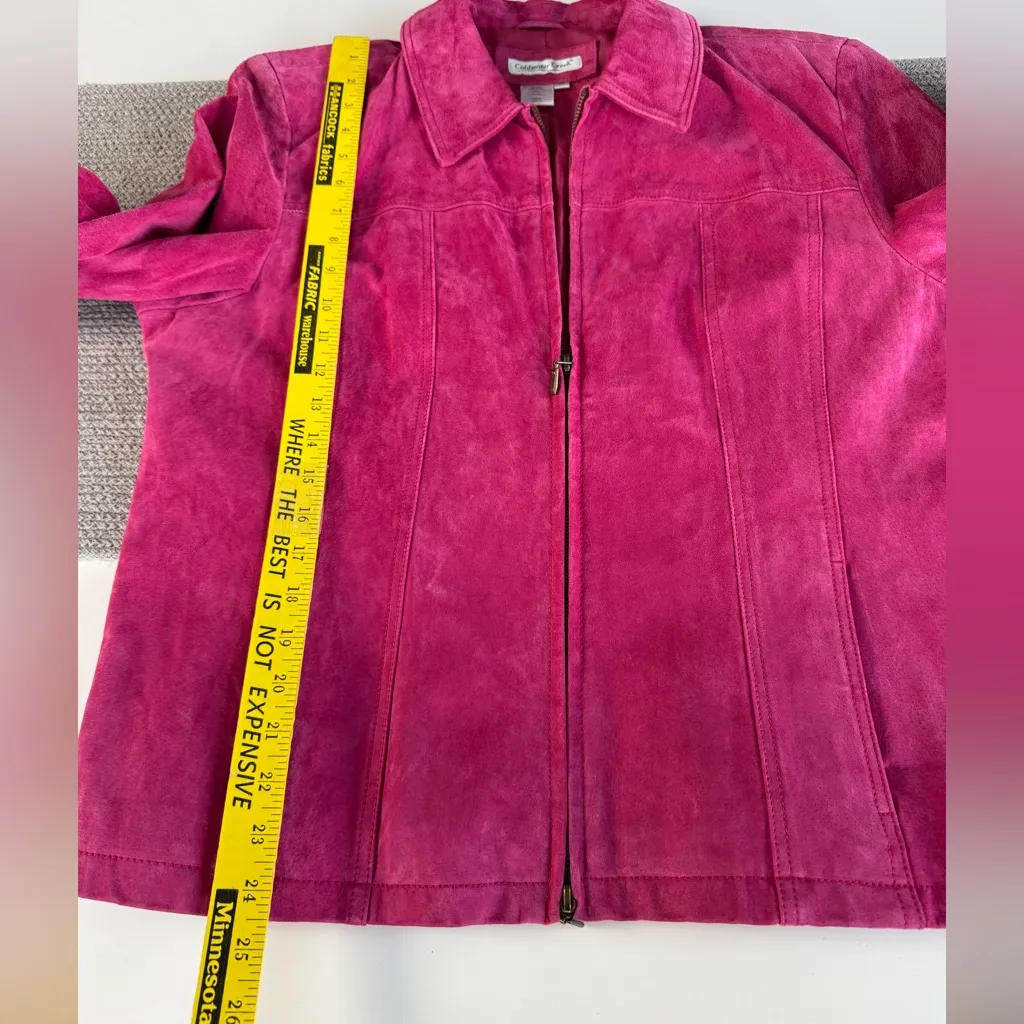 Coldwater Creek Fuschia Pink Genuine Suede Leather Jacket Coat Size XL - Image 9