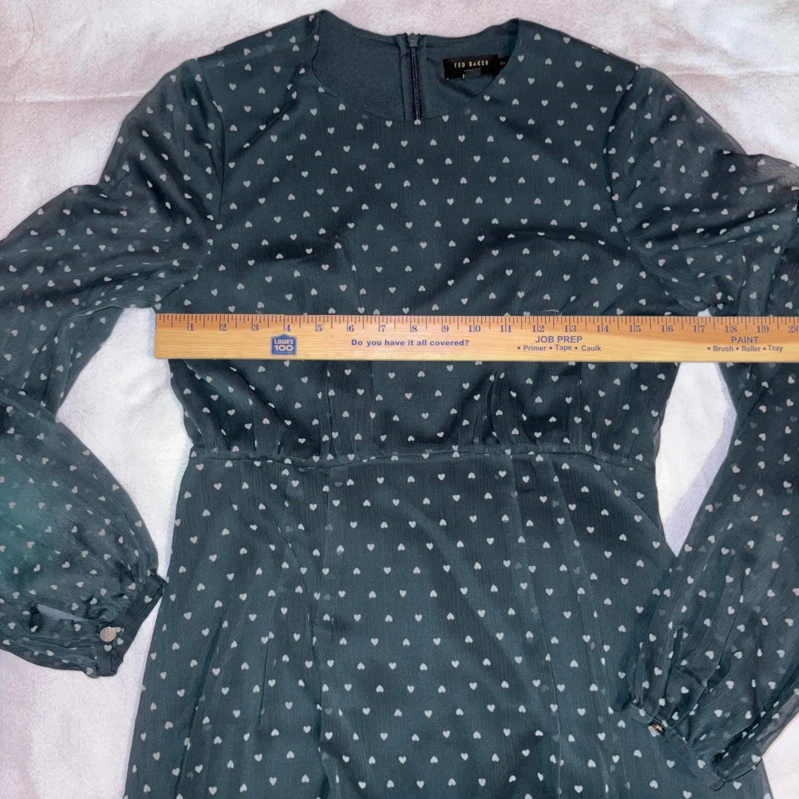 Ted Baker London Kobie‎ Heart Dot Chiffon Long Sleeve Minidress Sheer Chiffon - Image 12