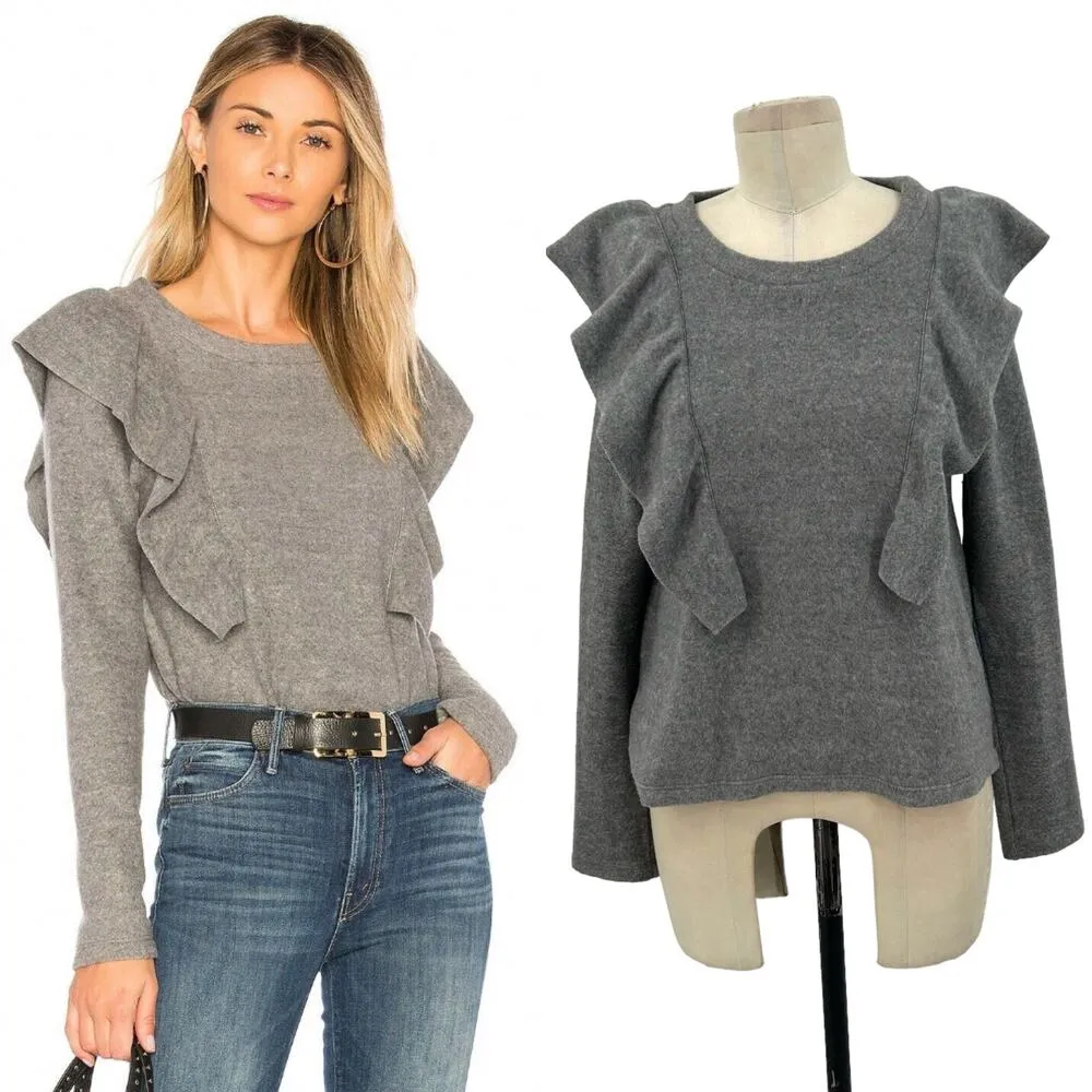 McGuire Sabina Ruffle‎ Sweater Gray Long Sleeve Size XS - Image 2