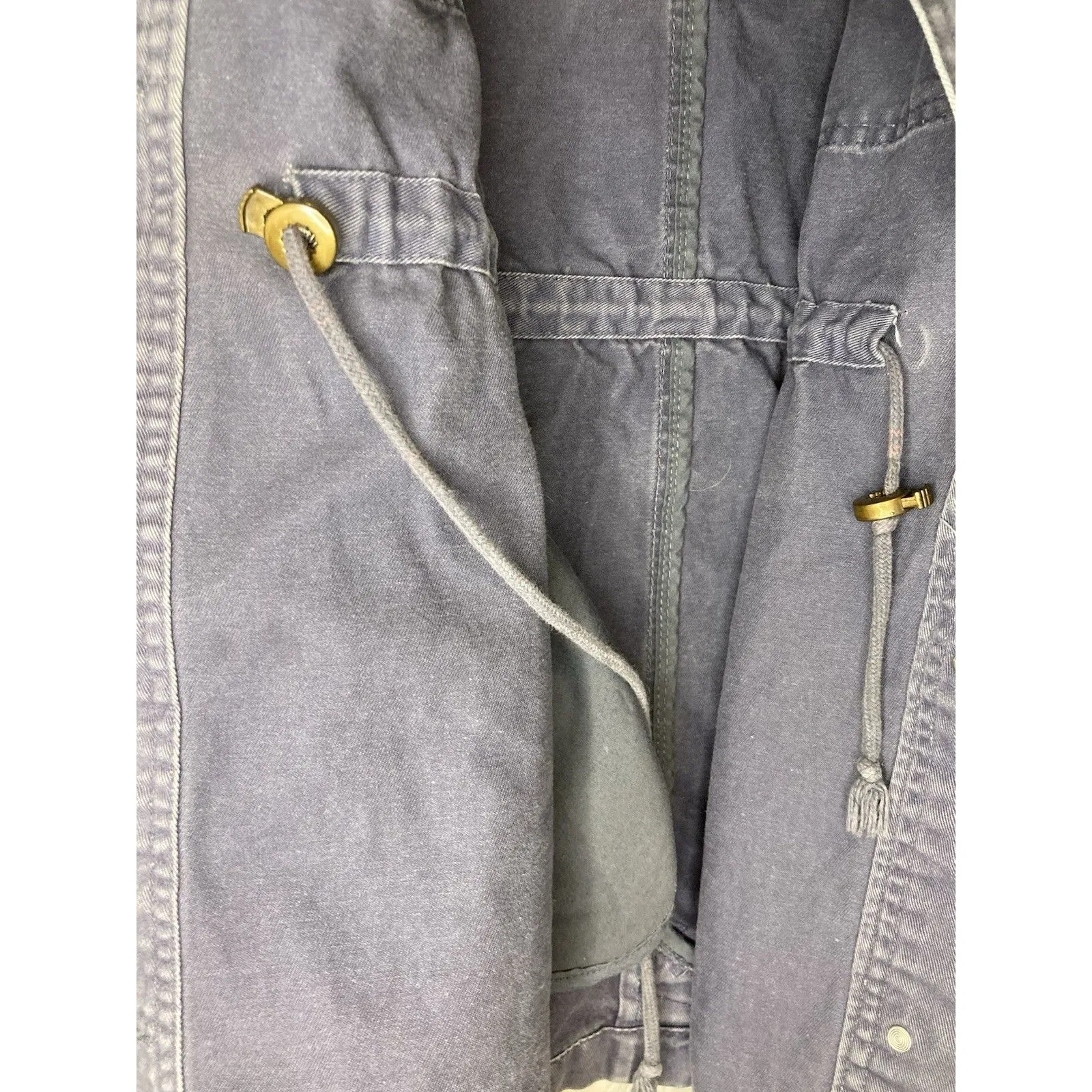 Cotton On Chambray Jacket Womens L Blue Cargo Utility Anorak Chore Cinched - Image 10