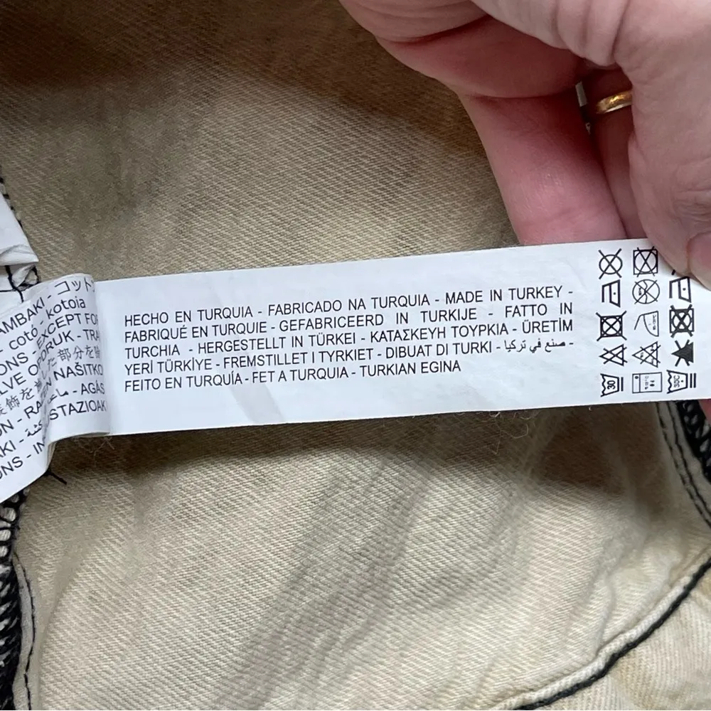 Zara Studded Z1975 Cropped Denim Jacket Tan Size XS Washed effect 100% Cotton - Image 13