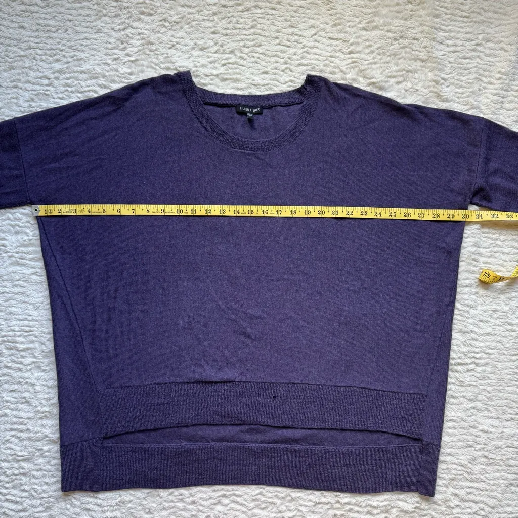 Eileen Fisher Merino Wool Boxy Relaxed Pullover Sweater L Purple Lagenlook - Image 10