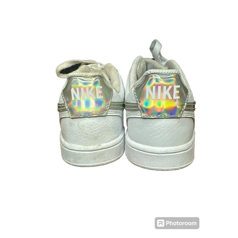 Nike Sneaker Women 7‎ White Court Vision Iridescent Lace Up - Image 6