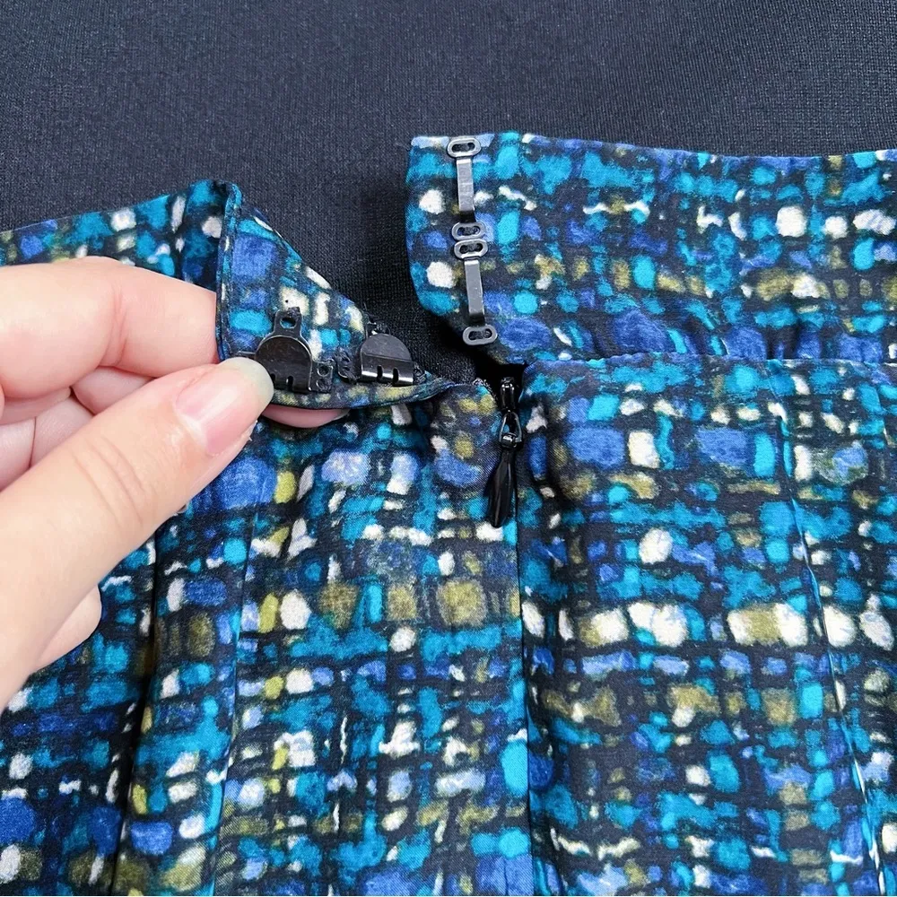 Alice & Trixie • silk tweed print mini dress black ponte pleated fit & flare - Image 11