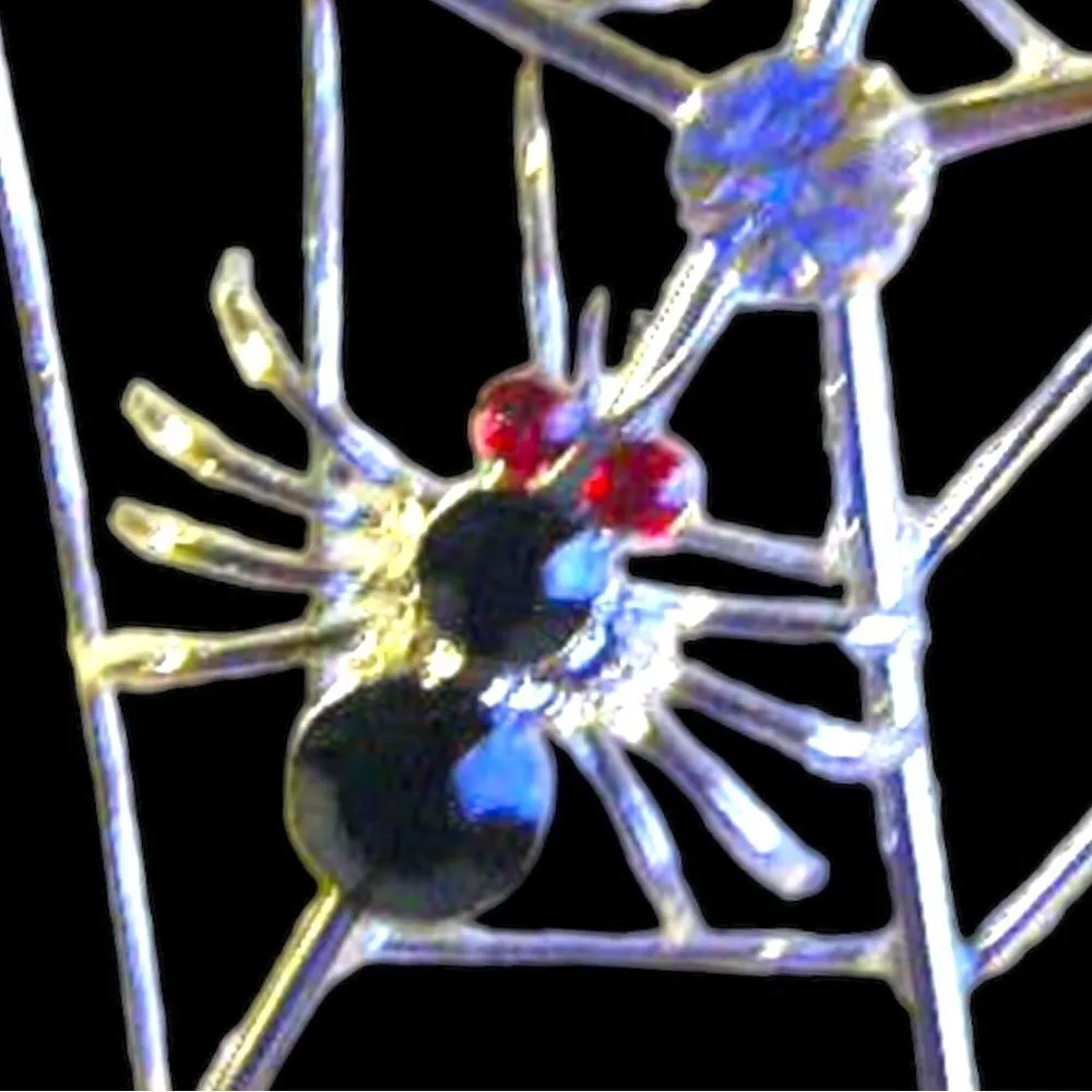 Awesome silver spiderweb pin with Ruby eyed spider! New Silver - Image 6