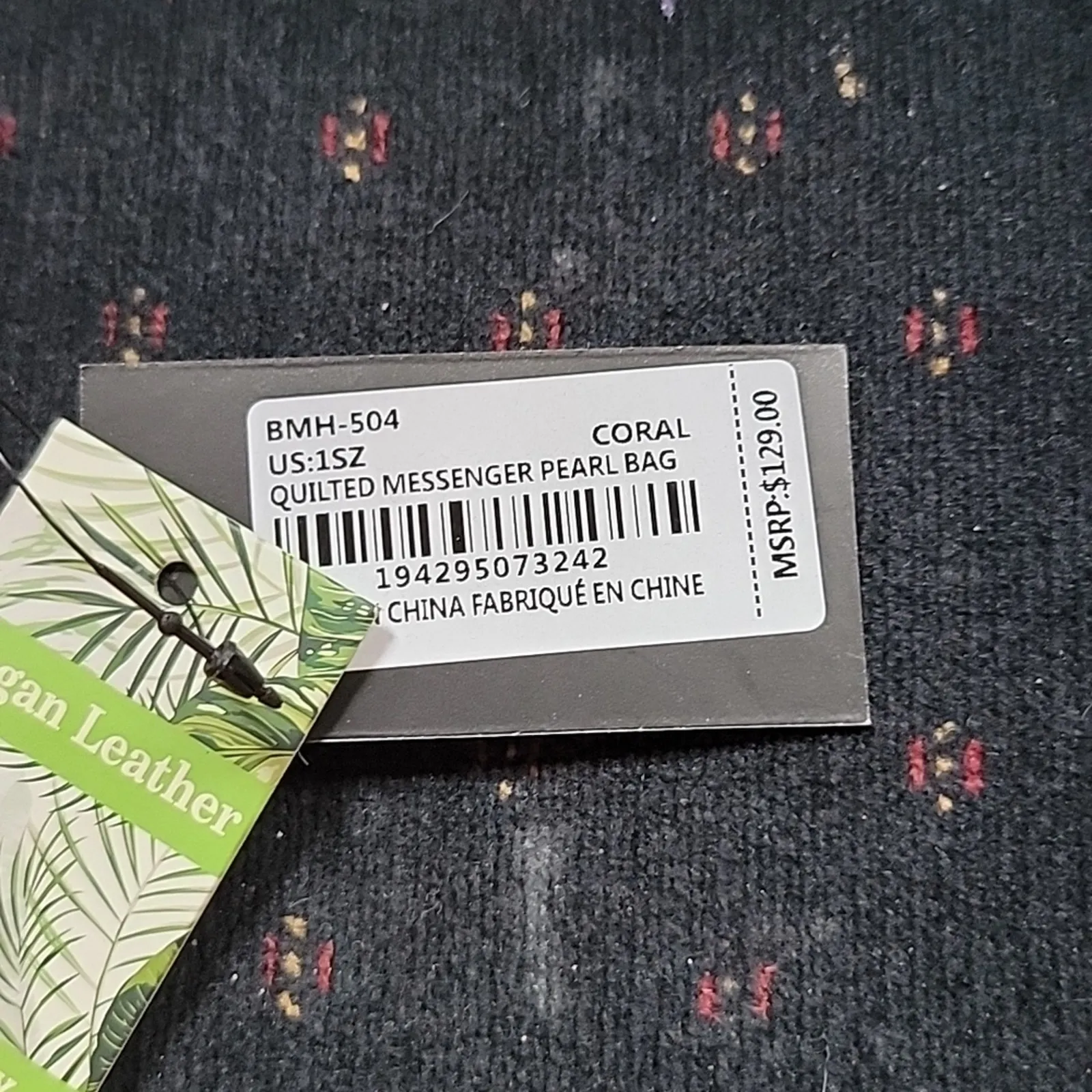 Badgley Mischka Coral Quilted Puffy Pearl Messenger Orange Purse Crossbody Bag - Image 9