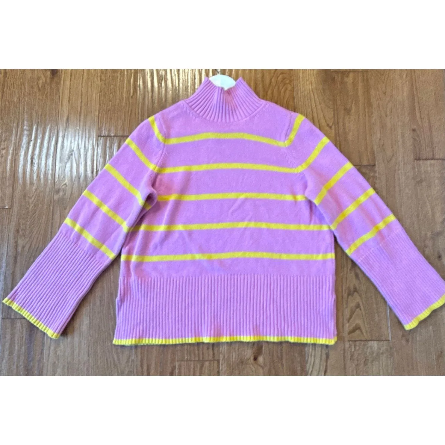 Free Assembly pink and yellow striped mock neck sweater small - Image 9