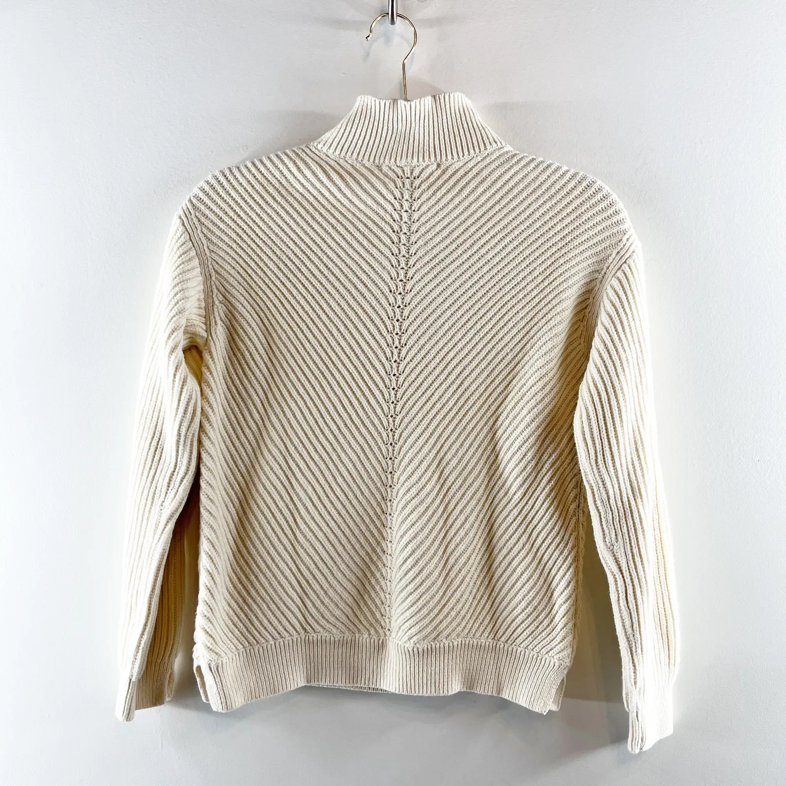 Marine layer  Skylar Mock Neck Knit Wool Blend Pullover Sweater Cream XS - Image 7