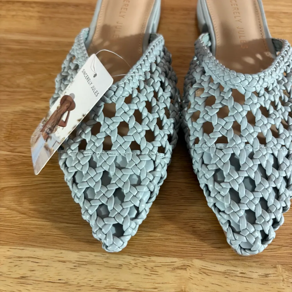 Sincerely‎ Jules Behold Pale Blue Woven Mules Size 6.5 - Image 3
