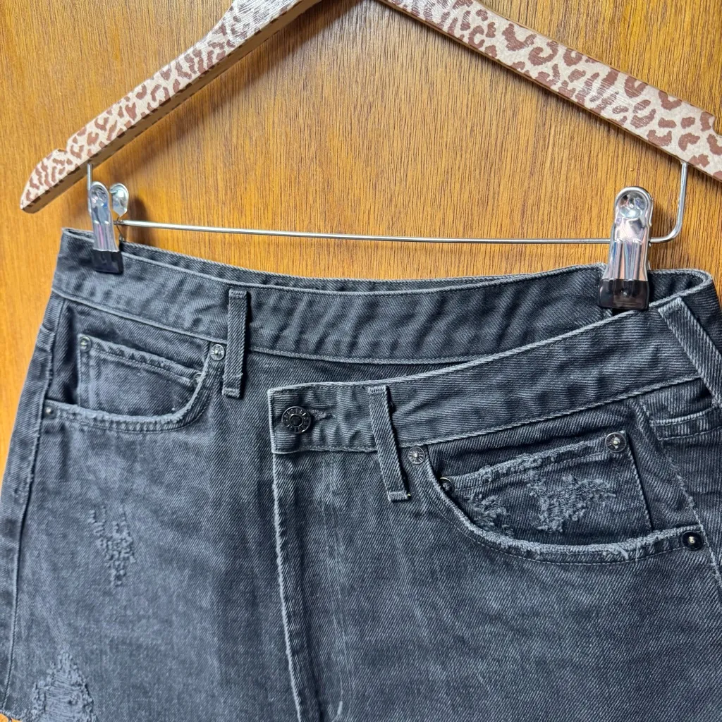 AGOLDE Criss Cross Denim Skirt Miniskirt Crossover Wrap Mini Black 28 - Image 7