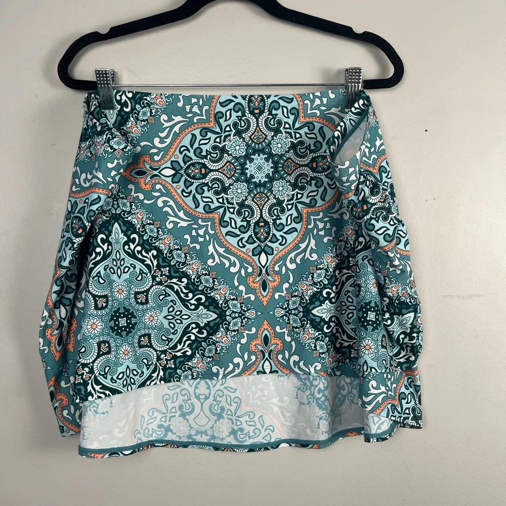 Jantzen Surplice Maillot One-Piece Swimsuit Blue Medallion and Skirt Size 24W - Image 14