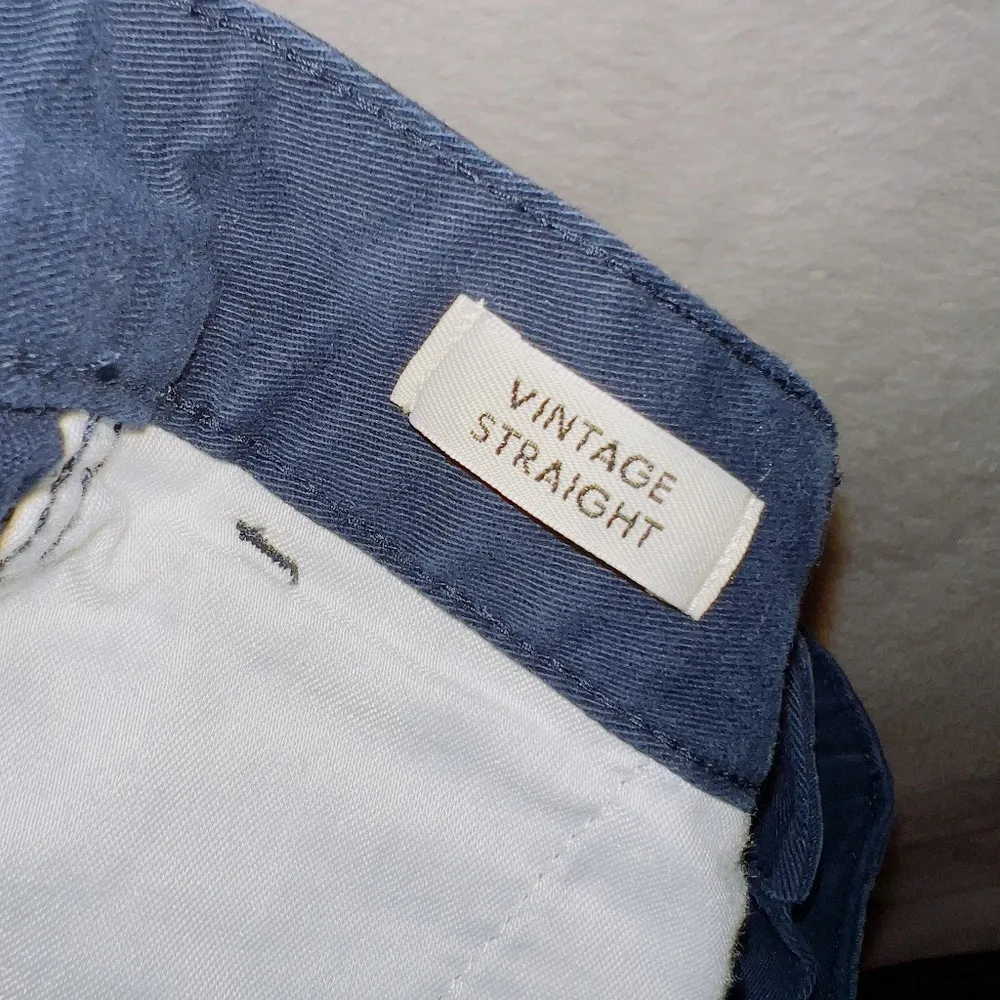 J. Crew AB649 Vintage Straight Navy Blue Polka Dot Wig Waisted Stretch Pants 26 - Image 6