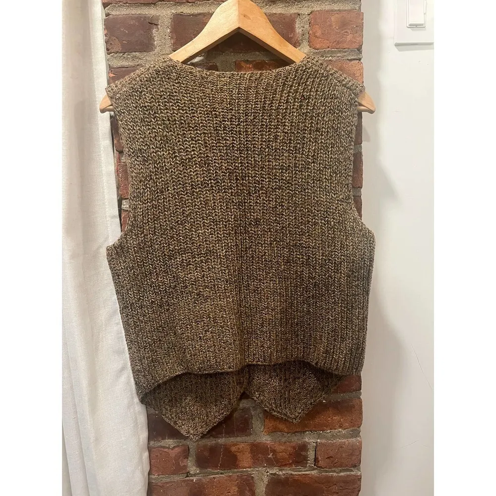 Vintage 70'S ANNE KLEIN BROWN MOHAIR BLEND POINTED HEM SWEATER VEST Med… - Image 5