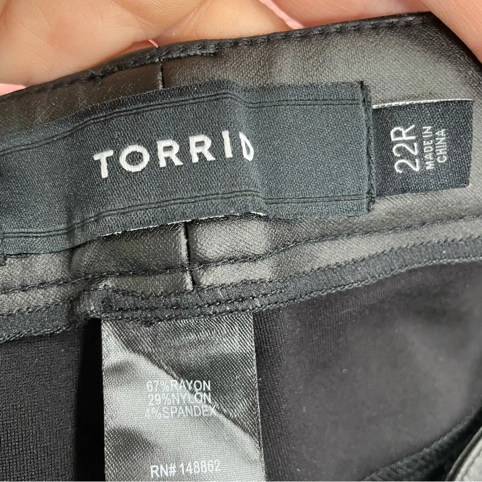 Torrid Black Faux Leather High Rise Moto Pants Womens 22R Zipper Details - Image 9