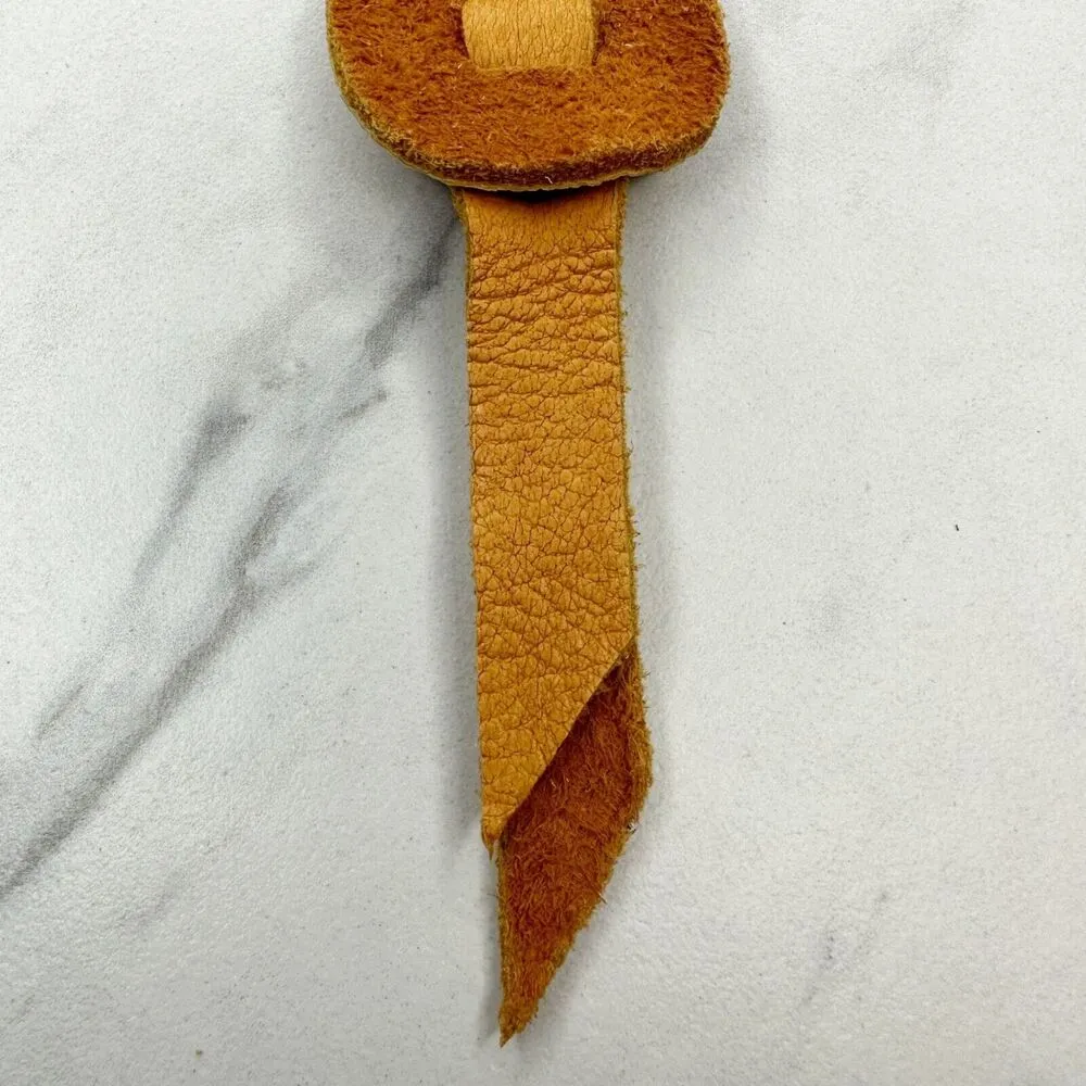 Soft Yellow Leather Fringe Western Boho Keychain Keyring - Image 6