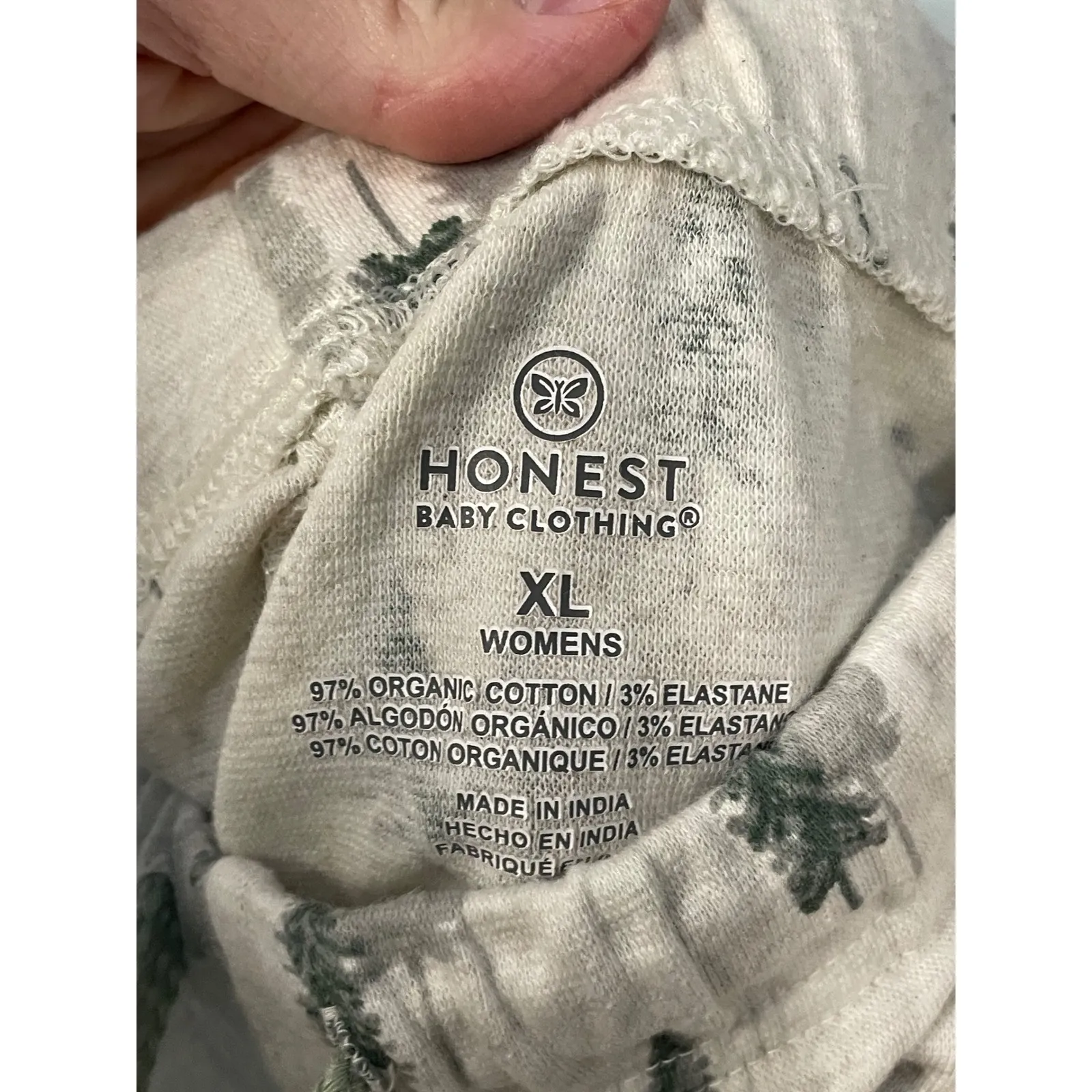 Honest Baby Clothing Womens Pajama Pants XL Beige Tree Print Drawstring‎ Lounge Green - Image 4