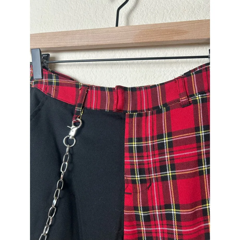 Hot Topic Women's Size Small Pants Plaid Colorblock Grunge Goth Punk Rock Black - Image 6