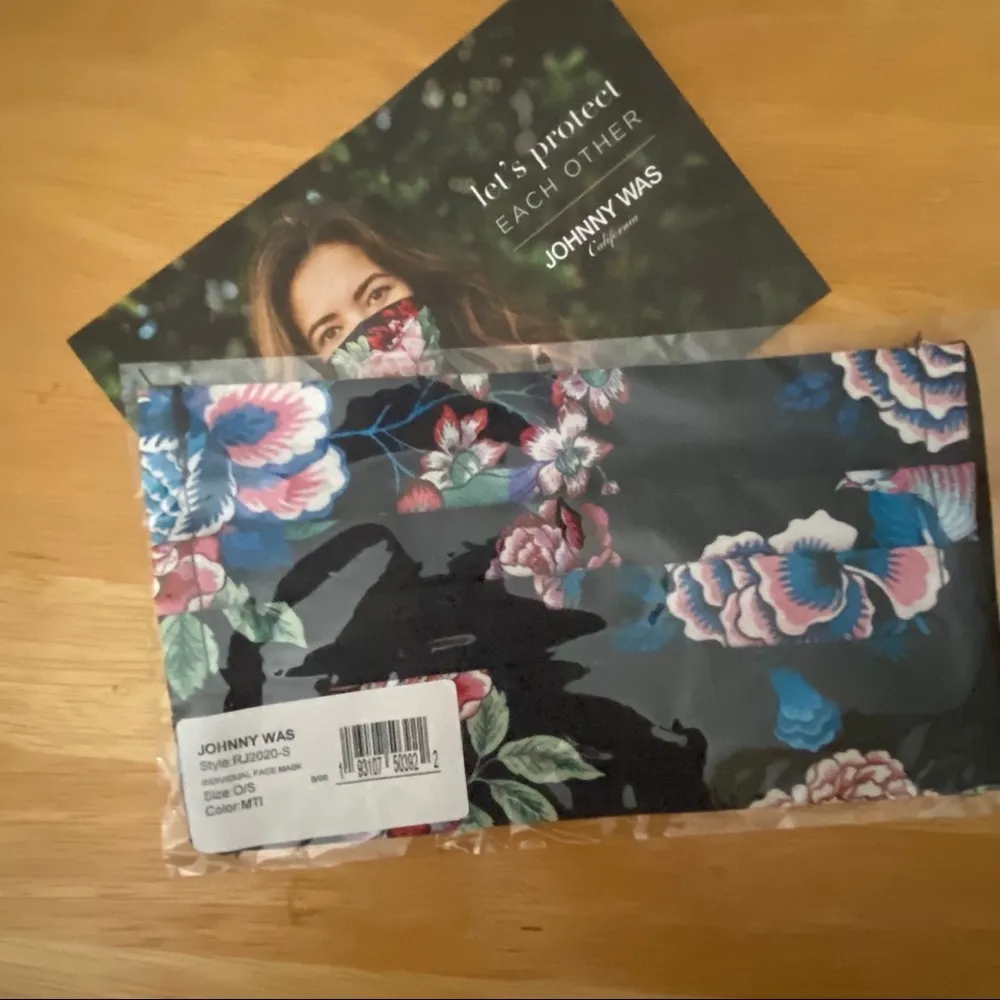 Johnny Was Navy Floral Face Mask - Image 3