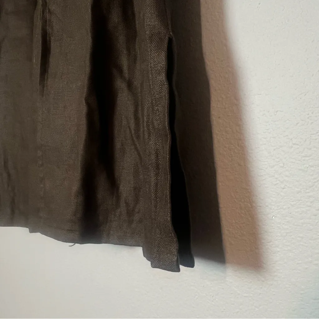 Chico’s Linen Brown Embroidered Sleeveless Top Vest Size 1 Small Medium Fall - Image 4