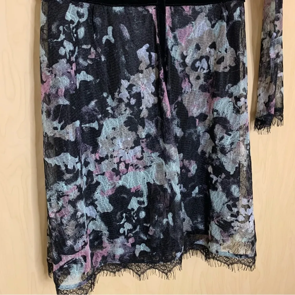 Fire Los Angeles Floral Lace Dress With Velvet Trim Medium - Image 4